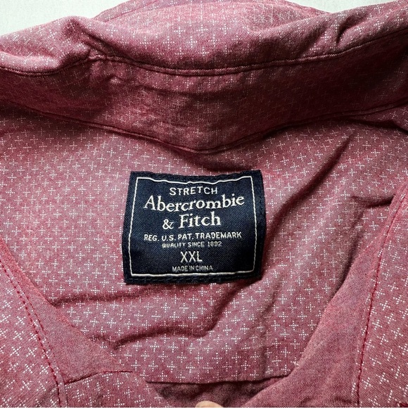 Abercrombie & Fitch Button Down Casual Burgundy Stretch Preppy Men's Size XXL - Picture 3 of 7